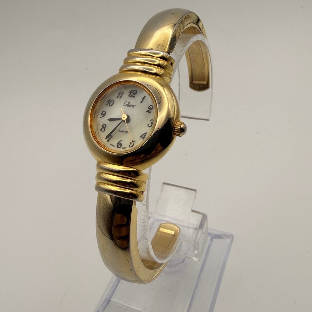 Vintage Collezio Quartz Bangle Cuff Watch - Gold Tone Working New Battery